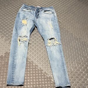 Stylish Distressed Blue Skinny Jeans